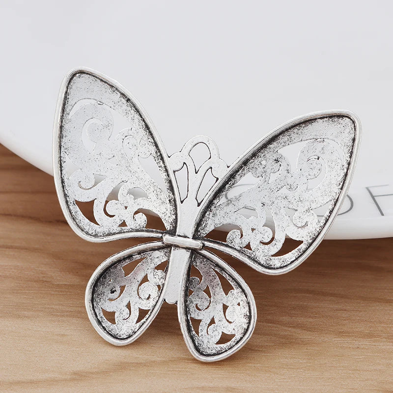 5 Tibetan Silver Large Butterfly Charms Pendants for DIY Necklace