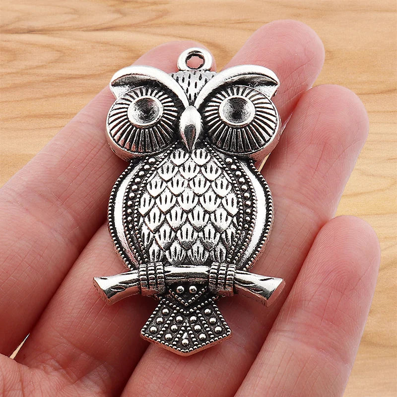 5 Tibetan Silver Owl Charms Pendants for DIY Jewelry Making