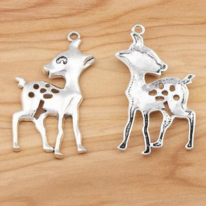 5 Tibetan Silver Deer Animal Charms Pendants 59x32mm