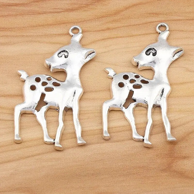 5 Tibetan Silver Deer Animal Charms Pendants 59x32mm