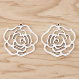 5 Tibetan Silver Rose Flower Charms for DIY Jewellery 48x47mm