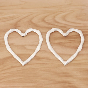 5 Tibetan Silver Large Hammered Hollow Heart Charms Pendants 57x57mm