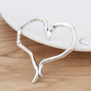 5 Tibetan Silver Large Heart Charms Pendants for DIY Necklace Making 50x47mm