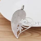 5 Tibetan Silver Large Hollow Heart Charms Pendants DIY Necklace Making 65x44mm