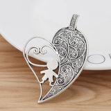 5 Tibetan Silver Large Hollow Heart Charms Pendants DIY Necklace Making 65x44mm