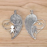 5 Tibetan Silver Large Hollow Heart Charms Pendants DIY Necklace Making 65x44mm