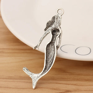 5 Tibetan Silver Mermaid Fish Charms Pendants 64x20mm