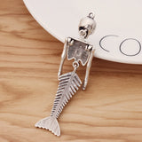 5 Tibetan Silver Large Mermaid Skeleton Skull Charms Pendants 73x18mm
