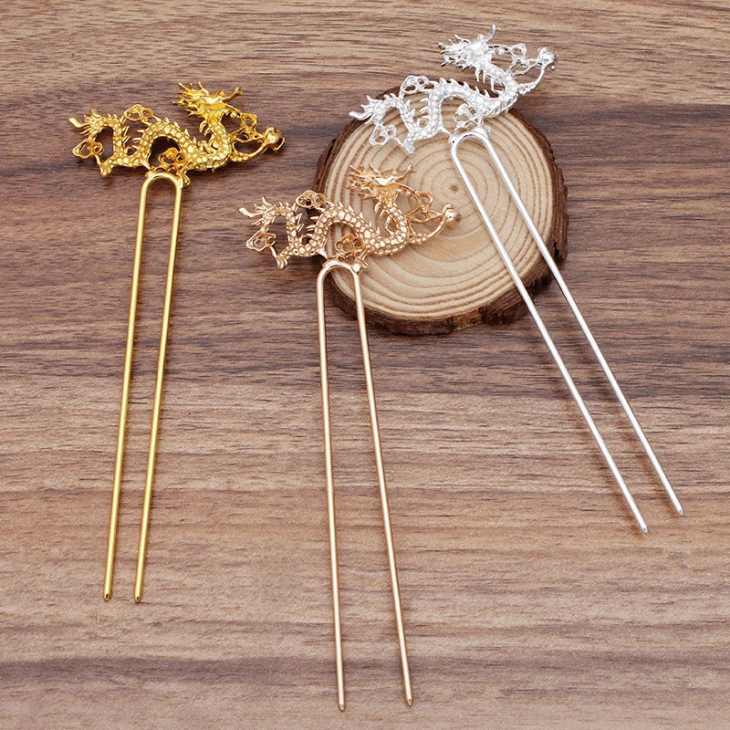 Vintage Chinese Dragon Hair Sticks Hair Forks Headwear DIY Hair Accessories