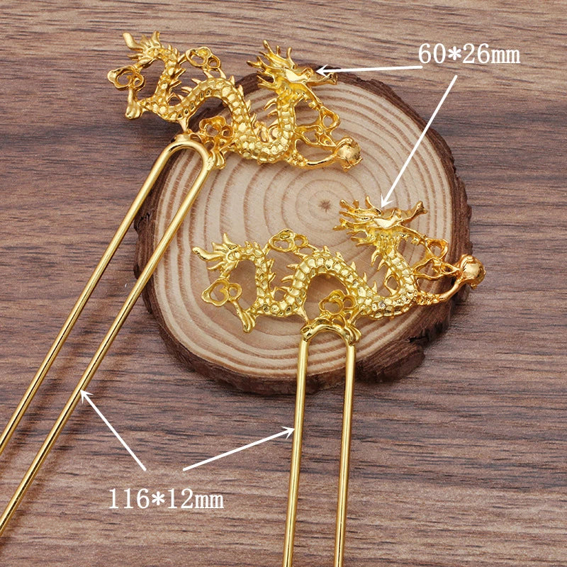 Vintage Chinese Dragon Hair Sticks Hair Forks Headwear DIY Hair Accessories