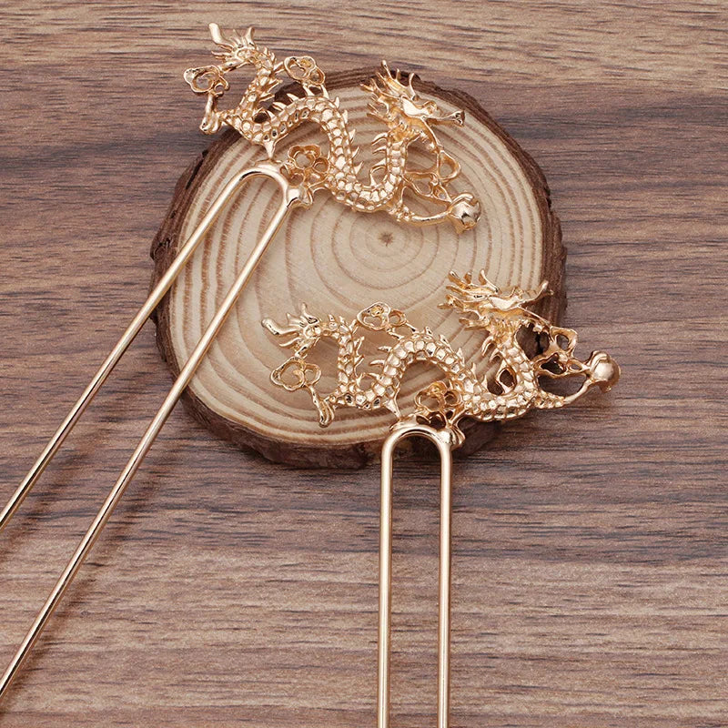 Vintage Chinese Dragon Hair Sticks Hair Forks Headwear DIY Hair Accessories