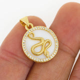 5 Pcs Natural Tiger Eye Agate Snake Round Accessories for Necklace Making