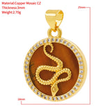 5 Pcs Natural Tiger Eye Agate Snake Round Accessories for Necklace Making