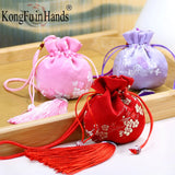 5 Pcs Ethnic Style Brocade Tassel Plum Flower Sachets