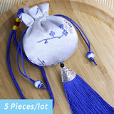 5 Pcs Ethnic Style Brocade Tassel Plum Flower Sachets