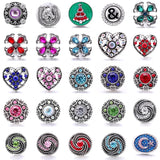 5 Xh7275 Flower Love Crystal Gemstone Snap Button DIY Bracelet
