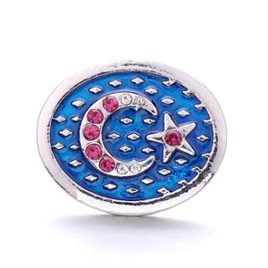 5Pcs Xh7300 Flower Moon Crystal 20mm Snap Button Jewelry Diy Bracelet