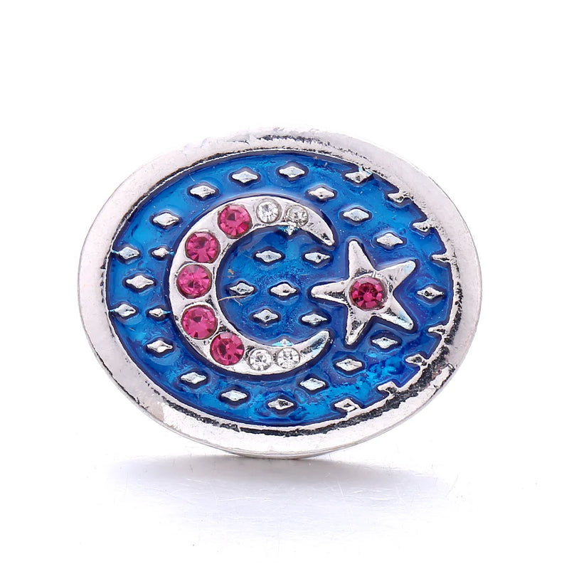 5Pcs Xh7300 Flower Moon Crystal 20mm Snap Button Jewelry Diy Bracelet