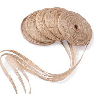 5 Roll Tan Burlap Fabric Ribbon 1/4 Inch(6mm) - DIY Jewelry Making Crafts