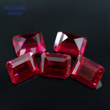Rose Red Stone Octangle Cut Synthetic Corundum Gems for Jewelry 4x6~15x20mm