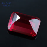Rose Red Stone Octangle Cut Synthetic Corundum Gems for Jewelry 4x6~15x20mm