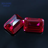 Rose Red Stone Octangle Cut Synthetic Corundum Gems for Jewelry 4x6~15x20mm
