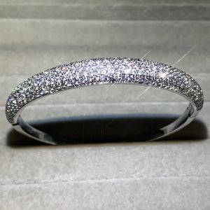 Sterling Silver Women Bracelet with Cubic Zircon Wedding Bangle