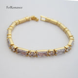Yellow Plated Colorful CZ Stones Linked Bracelet