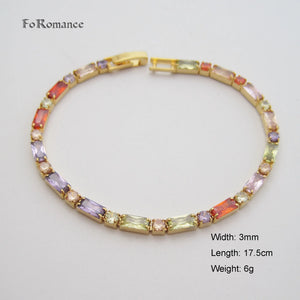 Yellow Plated Colorful CZ Stones Linked Bracelet