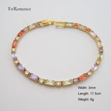 Yellow Plated Colorful CZ Stones Linked Bracelet