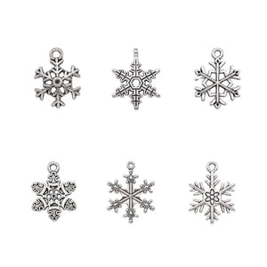 30pcs Christmas Snowflake Charms Metal Xmas Pendants Mix for DIY Making