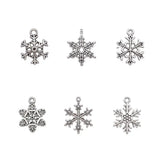 30pcs Christmas Snowflake Charms Metal Xmas Pendants Mix for DIY Making