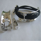 5 Sets Antique Silver Bangle Clasp Findings for Leather Cord Making