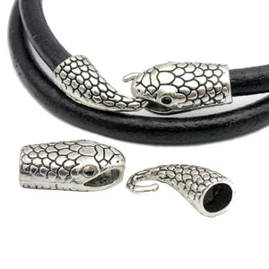 Set of 5 Antique Silver Snake Closure Hook Clasps for Bracelet Making