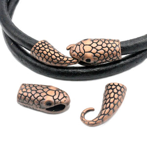 Set of 5 Antique Silver Snake Closure Hook Clasps for Bracelet Making