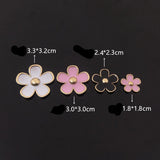 5 Sets Metal Alloy Enamel Pink Flowers DIY Jewelry Accessories