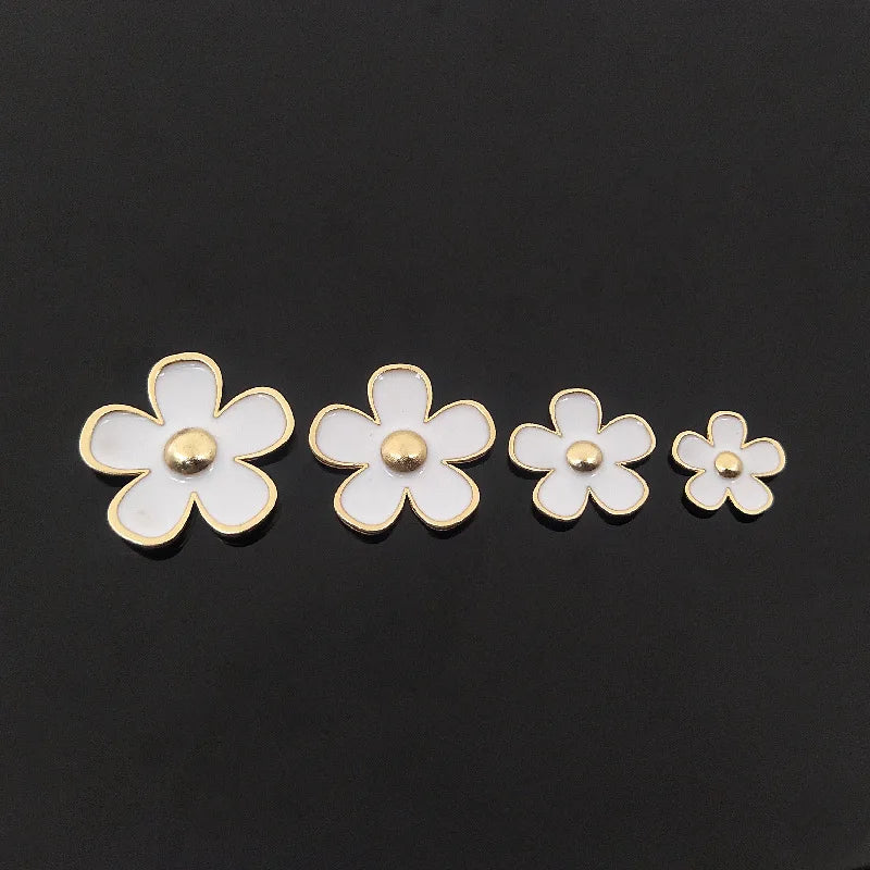 5 Sets Metal Alloy Enamel Pink Flowers DIY Jewelry Accessories
