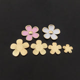5 Sets Metal Alloy Enamel Pink Flowers DIY Jewelry Accessories