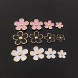 5 Sets Metal Alloy Enamel Pink Flowers DIY Jewelry Accessories