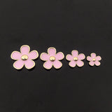 5 Sets Metal Alloy Enamel Pink Flowers DIY Jewelry Accessories