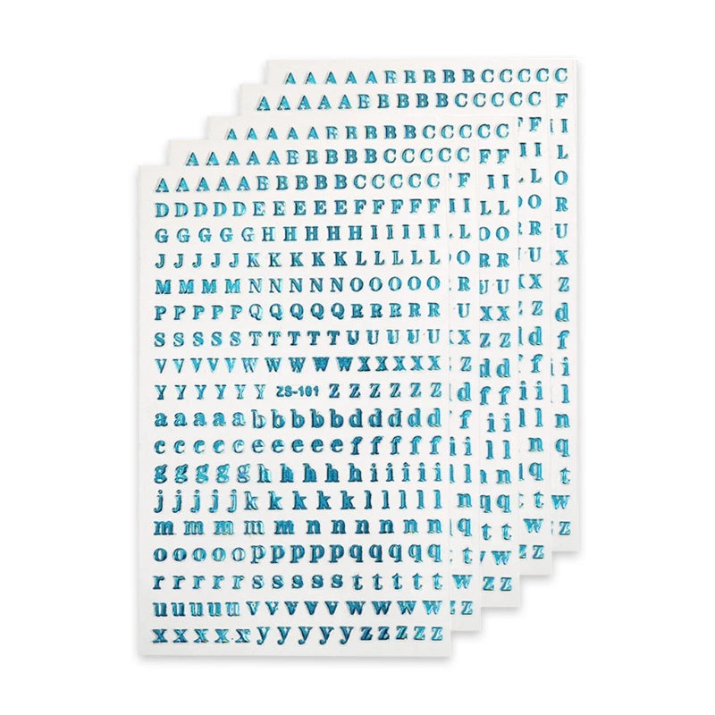 5 Sheets 3D Letters Chunky Glitter Nail Art Stickers