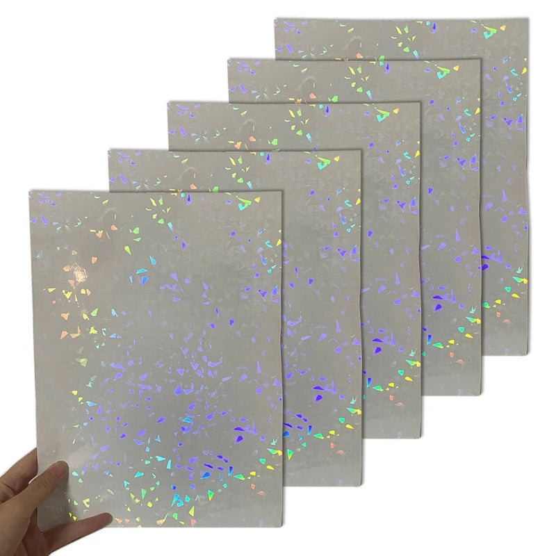 5 Sheets Broken Glass Holographic Cold Laminated Film - Glitter Overlay