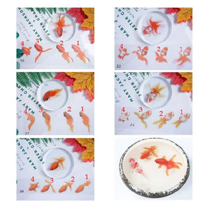 5 Sheets Fish 3D Mold Resin Stickers Decal Landscape Decorative DIY Crafts
