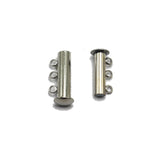 5 Silver Tone 3 Strand Clasp Magnetic Slide Clasps