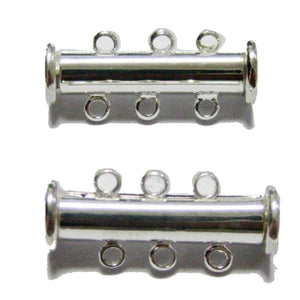 5 Silver Tone 3 Strand Clasp Magnetic Slide Clasps