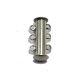 5 Silver Tone 3 Strand Clasp Magnetic Slide Clasps