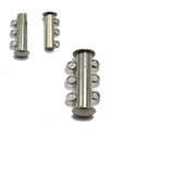5 Silver Tone 3 Strand Clasp Magnetic Slide Clasps