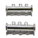 5 Silver Tone 3 Strand Clasp Magnetic Slide Clasps