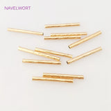 18K Plated Hollow Textured Spacer Tube for DIY Jewelry Making