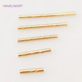 18K Plated Hollow Textured Spacer Tube for DIY Jewelry Making